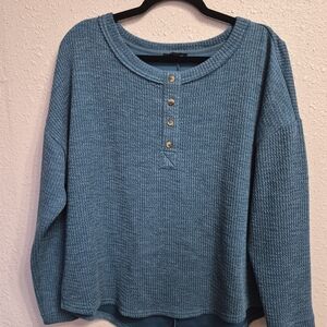 Blu Pepper Blue Textured Blouse